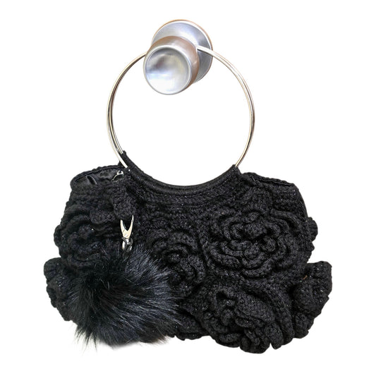 Black Metallic Rose Hexagon Bag
