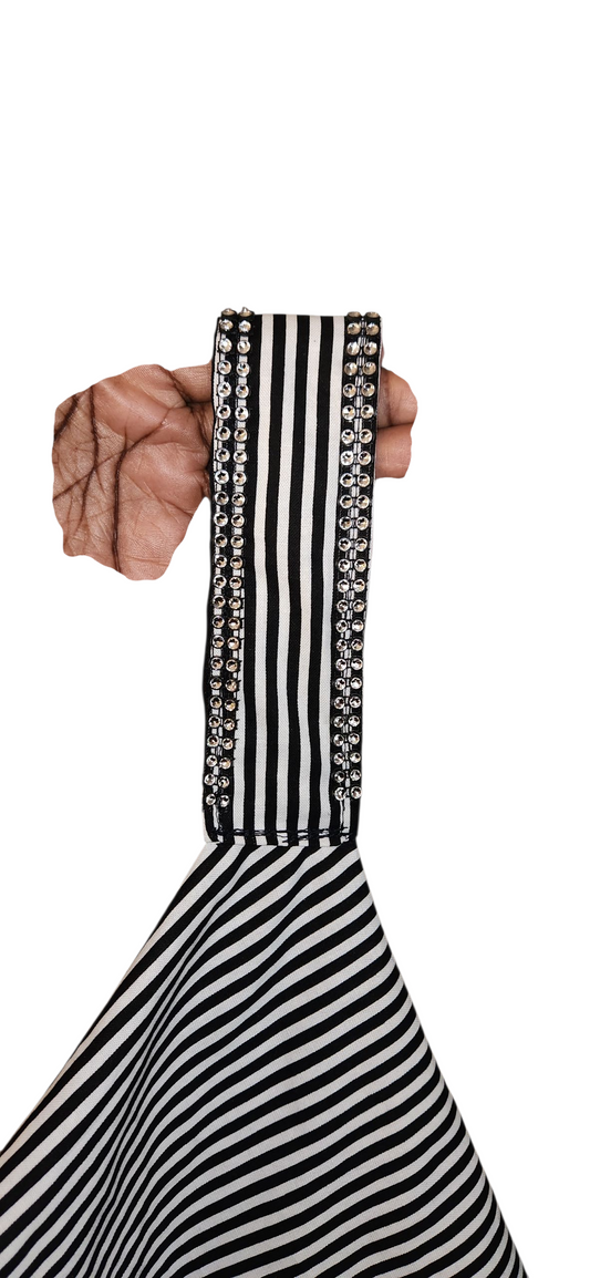 Striped Ruffled Bling Wristlet Lap Scarf