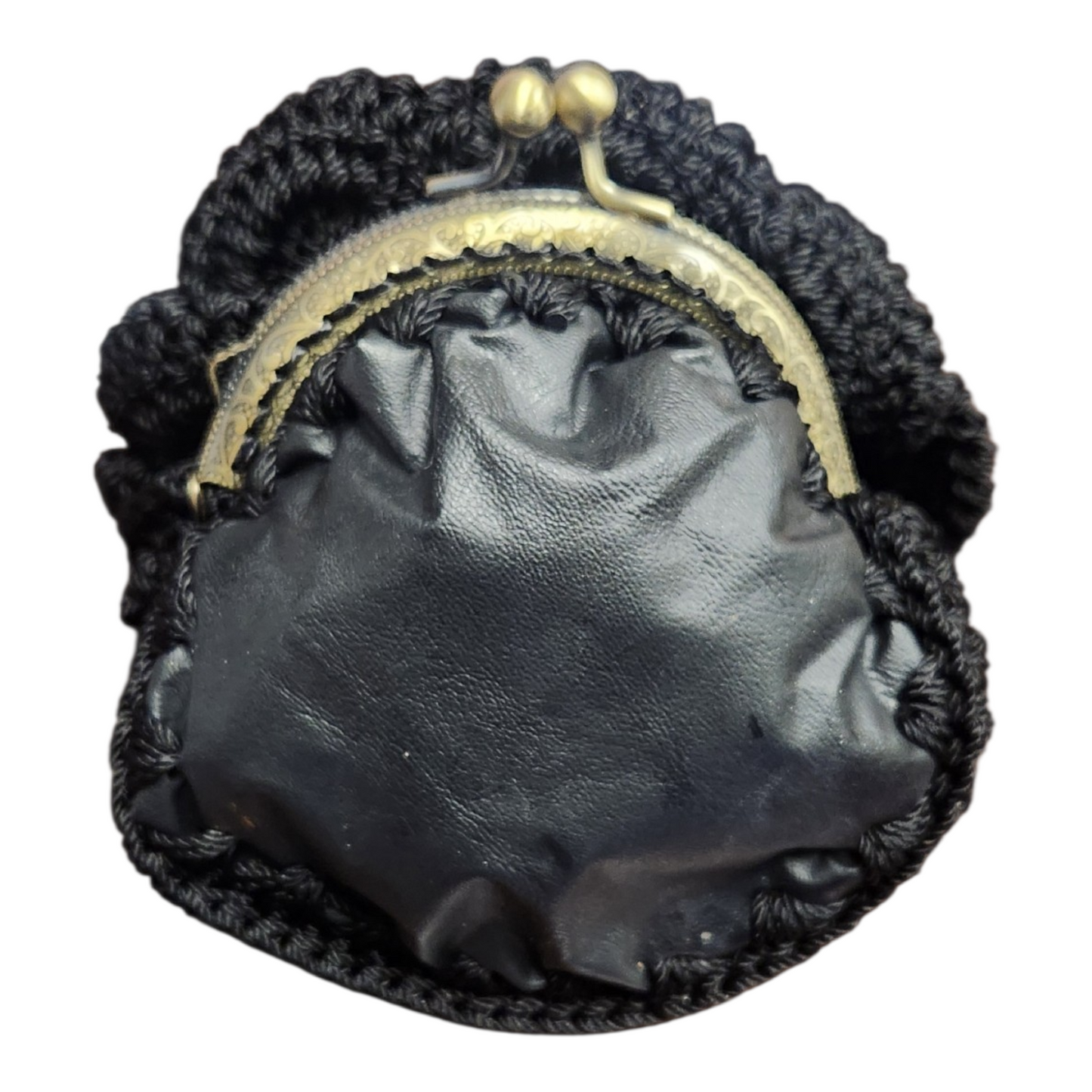 Black Crochet Rose Coin Purse