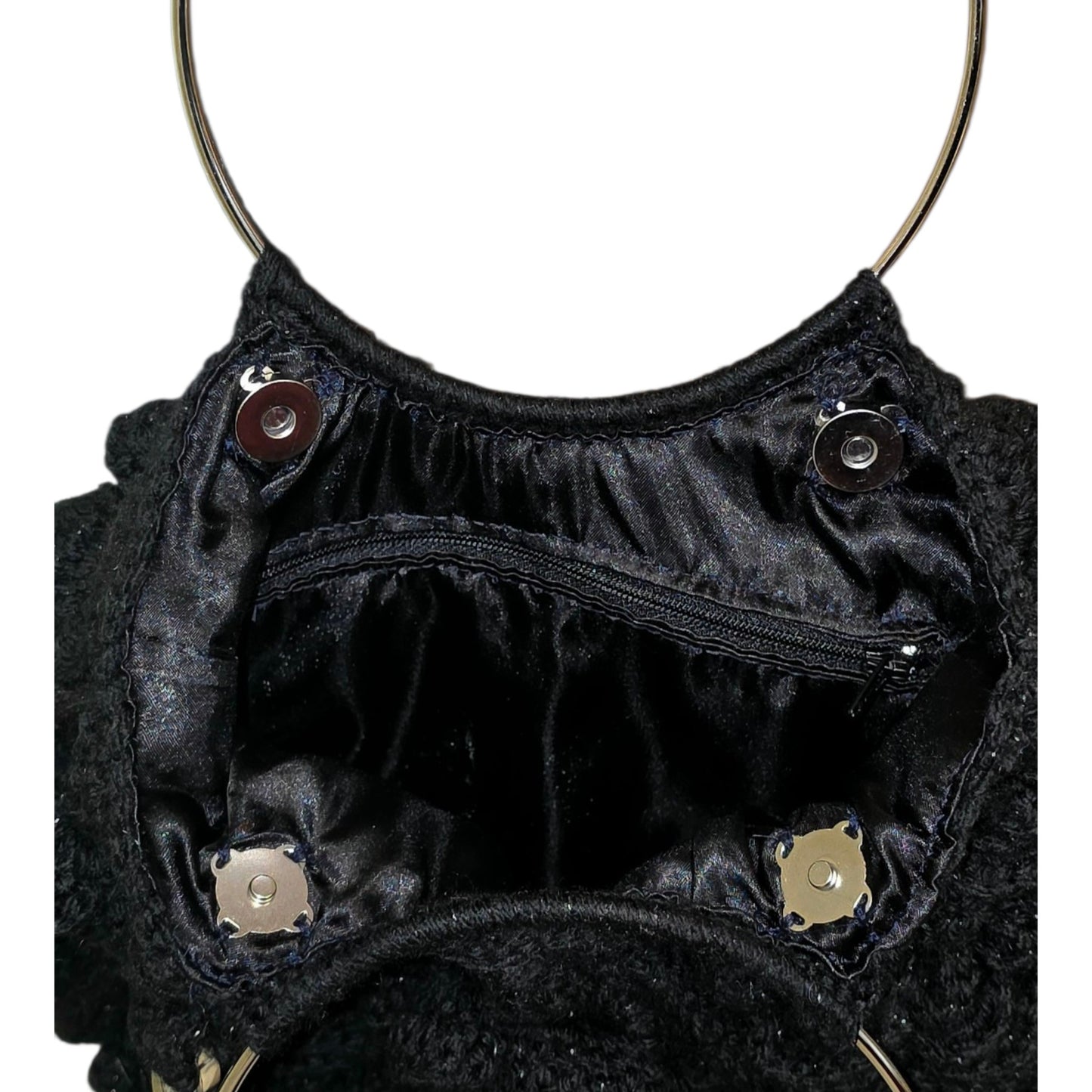 Black Metallic Rose Hexagon Bag