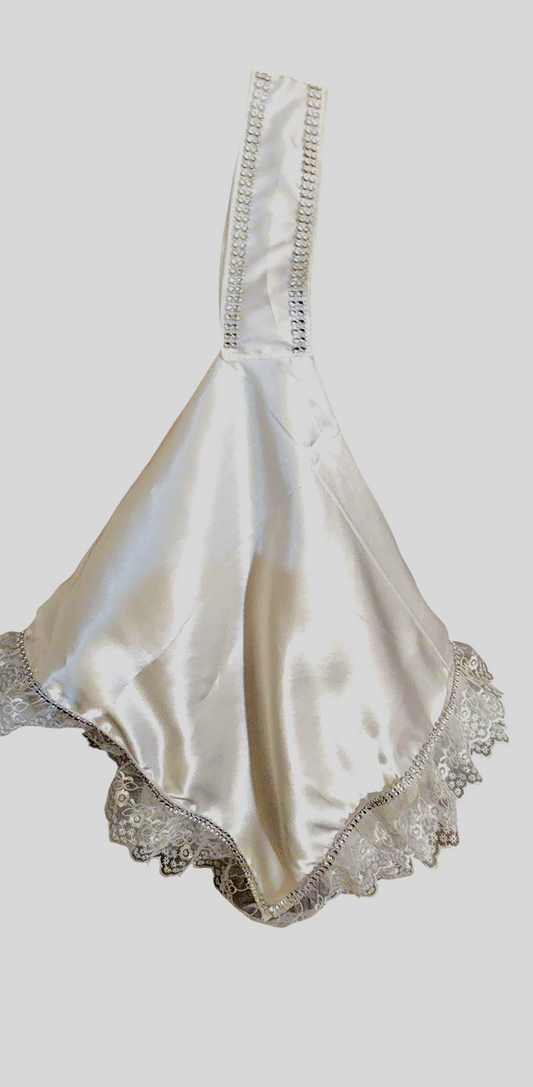 White Polysatin Bling Wristlet Lap Scarf