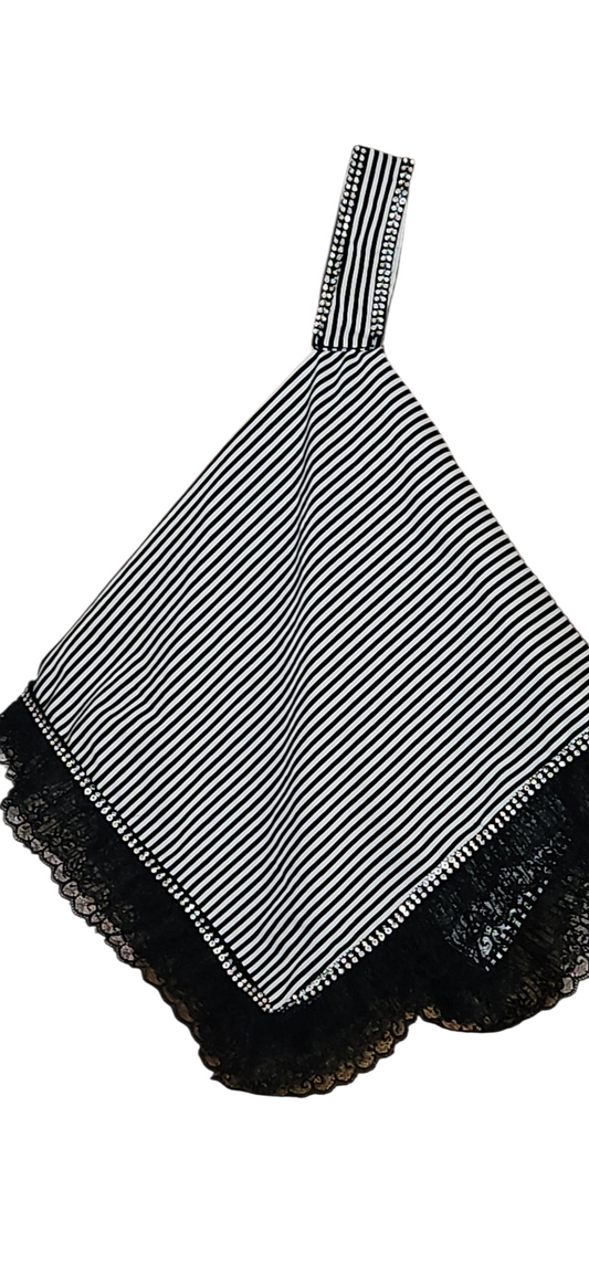 Striped Ruffled Bling Wristlet Lap Scarf