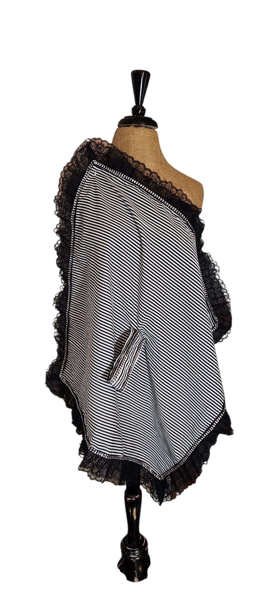 Striped Ruffled Bling Wristlet Lap Scarf