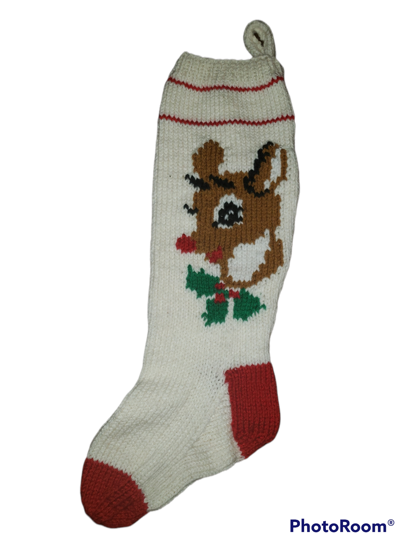 Rudolph Hand Knitted Christmas Stocking