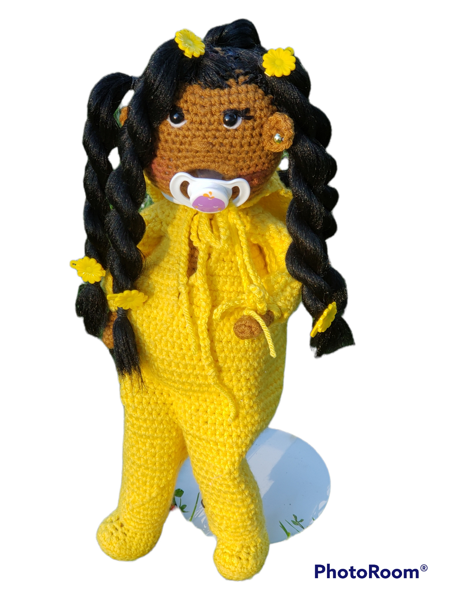 Yellow Bunny Romper Crochet Doll