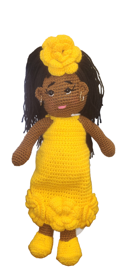 Yellow Flower Crochet Doll