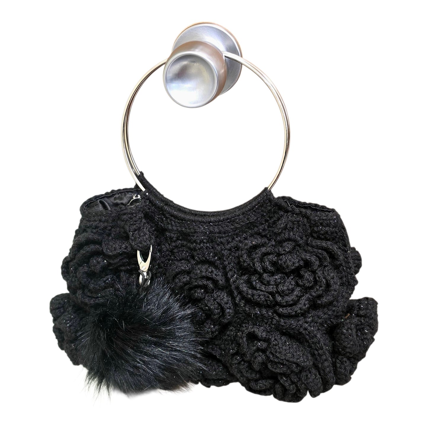 Black Metallic Rose Hexagon Bag