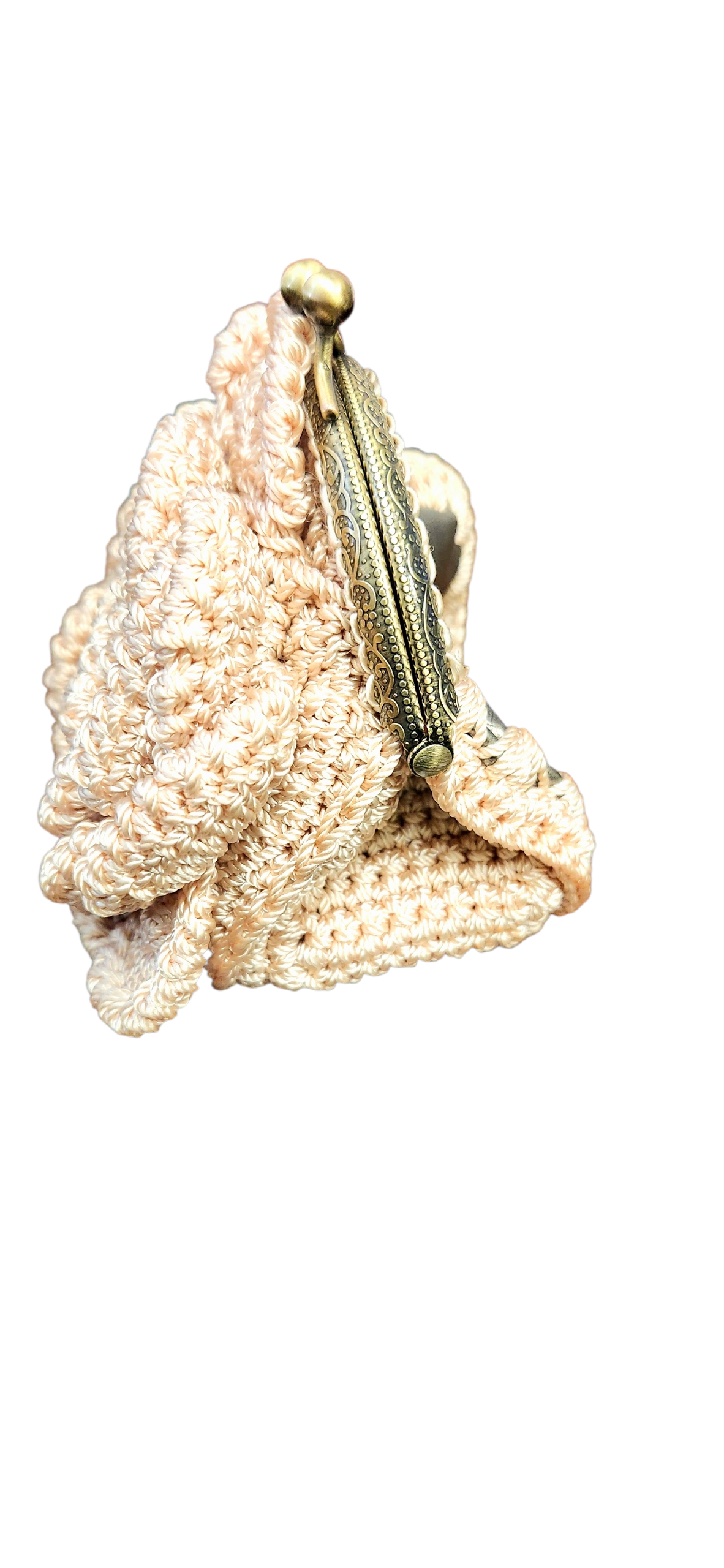 Beige Crochet Rose Coin Purse
