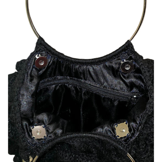 Black Metallic Rose Hexagon Bag