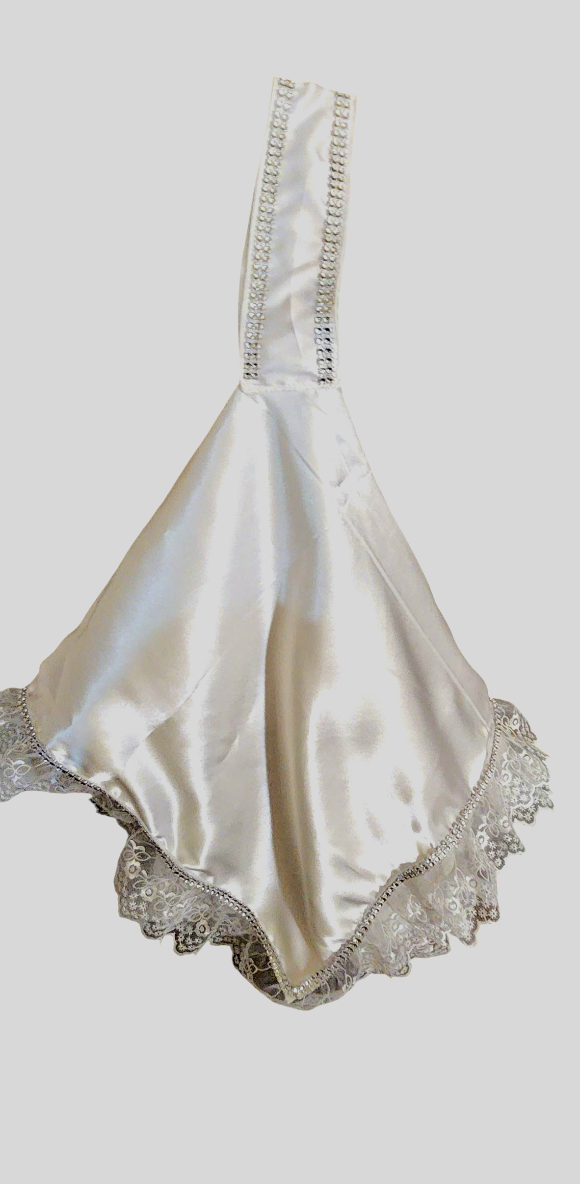 White Polysatin Bling Wristlet Lap Scarf