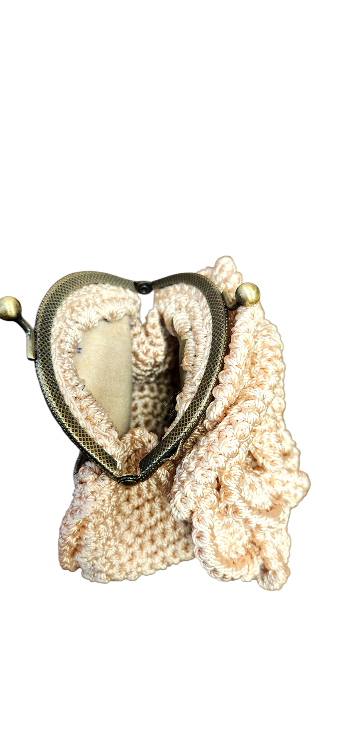 Beige Crochet Rose Coin Purse