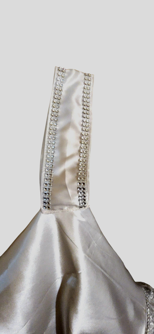 White Polysatin Bling Wristlet Lap Scarf