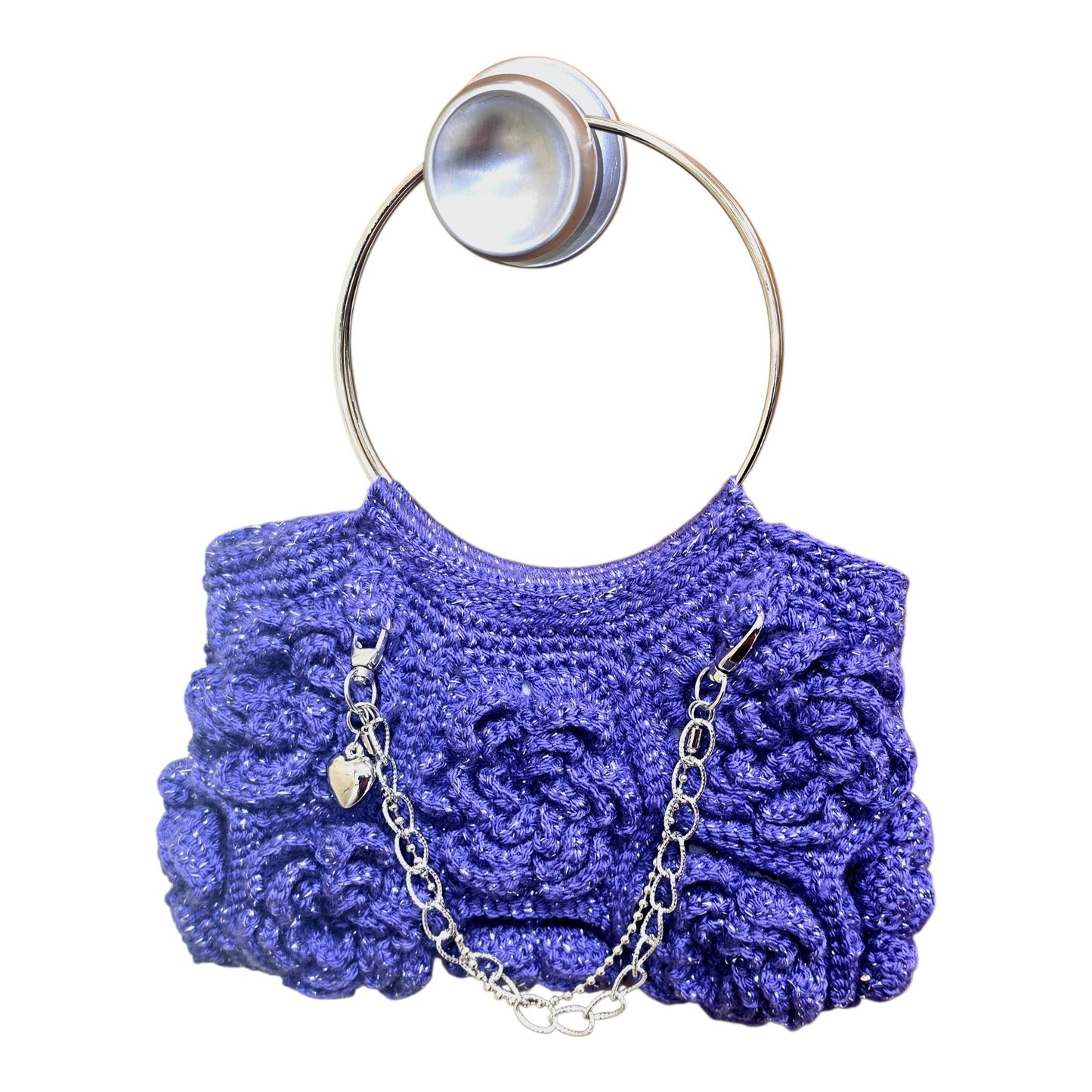 Purple Metallic Rose Hexagon Bag