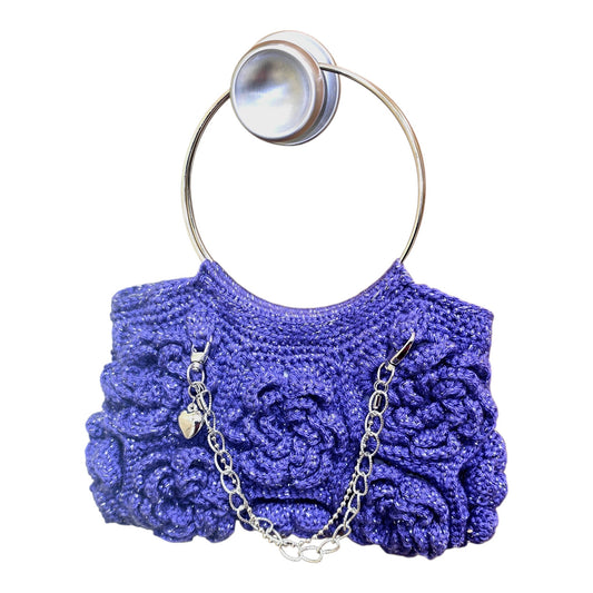 Purple Metallic Rose Hexagon Bag