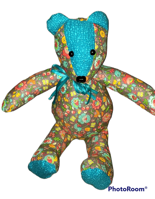 Memory Bears - Vintage Flower Print and Turquoise