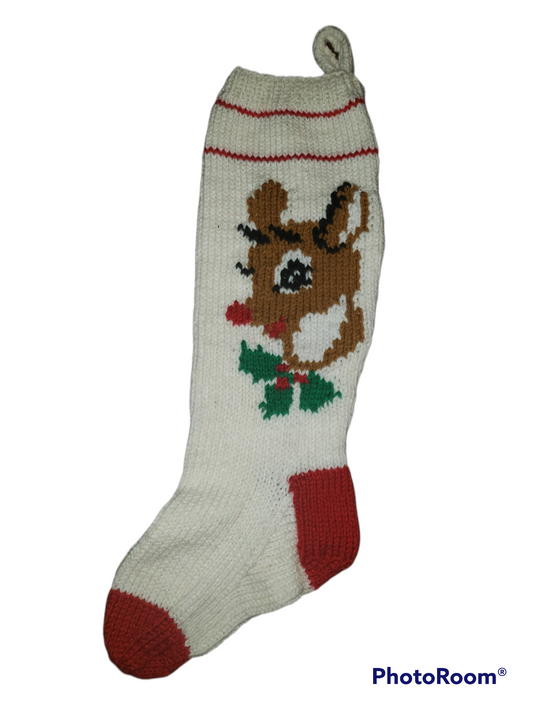 Rudolph Hand Knitted Christmas Stocking