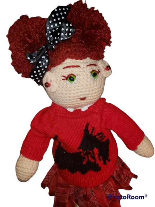 Plaid Scottish Terrier Crochet Doll